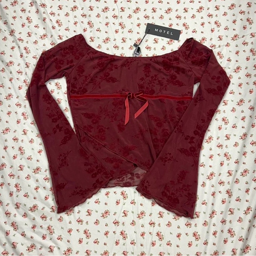 Motel Rocks Burgundy Floral Blouse